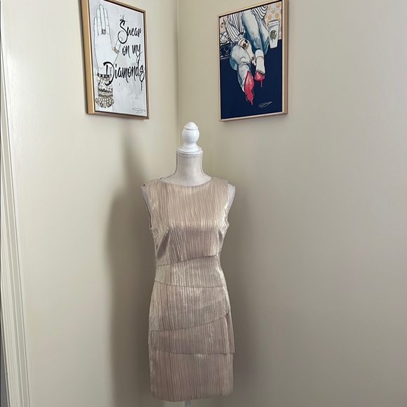 Alex Marie Dresses & Skirts - Alex Marie Elegant Gold Sleeveless Dress